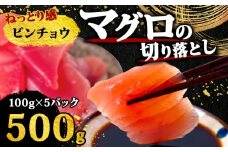 【 訳あり 】 ビンチョウマグロ 切り落とし 500g（ 100g 5パック ） キハダ マグロ サイズ 不揃い TY066