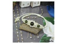 流れ星★隕石ガラス『モルダバイト』のハンドメイドマクラメ編みブレスレット-01