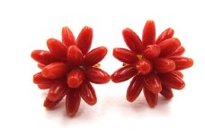 赤珊瑚花のピアス1