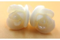 ミス珊瑚 バラ 白 約9.4mm K18 ピアス （fpi-152）