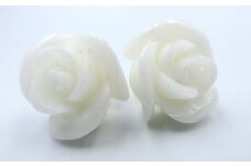ミス珊瑚 バラ 白 約13mm K18 ピアス （fpi-39）