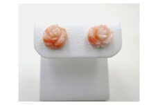 ピンク珊瑚 バラ 約10.0mm シルバー ピアス （fpi-180）