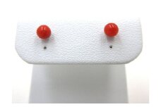 土佐沖赤珊瑚 約3.75～4.0mm玉 シルバー ピアス （fpi-192）