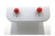 土佐沖赤珊瑚 約4.0～4.25mm玉 シルバー ピアス （fpi-193）