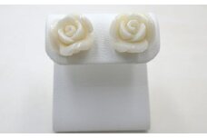 ミッド珊瑚 バラ 約13.5mm シルバー ピアス （fpi-183）