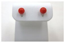 土佐沖赤珊瑚 約5.25～5.5mm玉  シルバー ピアス （fpi-198）