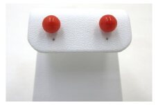 土佐沖赤珊瑚 約5.75～6.0mm玉 シルバー ピアス （fpi-200）