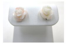 ミッド珊瑚 バラ 約9.5mm K18 ピアス （fpi-212）