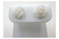 白珊瑚 バラ 約9.5mm K18 ピアス （fpi-216）