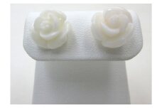 白珊瑚 バラ 約11.5mm K18 ピアス （fpi-215）