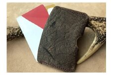 鹿革のカードケース -焦茶-（シンプル小さめ）革小物 革製品 レザー ハンドメイド レザークラフト ブラウン お洒落 おしゃれ 小物 定期入れ 免許証 ケース ギフト タンニン 鞣し【R00589】