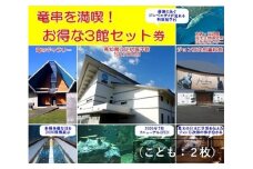 水族館・資料館・展示館　ぐるっと竜串　お得な3館入場券セット（小学生～高校生までの子供２名用）高知県土佐清水市 観光チケット 旅行券 トラベル【R00115】