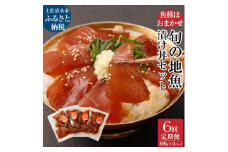 6回定期便：旬のお魚漬け丼セット100g×4P（魚種1種類おまかせ）2400g 2.4kg 海鮮丼 お楽しみ 海鮮 魚介類 魚 さかな おかず おつまみ 漬け 切り身 骨なし 冷凍 高知県 土佐清水市【J00033】
