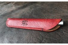 鹿革の一本差しペンケース【赤】（ブランドロゴ入り）革小物 革製品 レザー 小物 レザークラフト ハンドメイド 手作り お洒落 文房具 筆箱 ポーチ メンズ小物 ギフト 贈答【R00509】