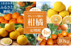 【令和８年発送　訳あり】 オレンジ園の柑橘4種（ぽんかん・文旦・タンカン・小夏）各10kg 4回定期便 ポンカン ぶんたん 果物 蜜柑 みかん ミカン 柑橘 フルーツ デザート 常温 配送【J00101】