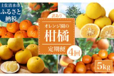 【令和８年発送　訳あり】 オレンジ園の柑橘4種（ぽんかん・文旦・タンカン・小夏）各5kg 4回定期便 ポンカン ぶんたん 果物 蜜柑 みかん ミカン 柑橘 フルーツ デザート 常温 配送【J00100】