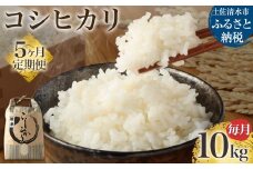 【先行予約】令和6年産 新米 コシヒカリ精米10kg（1袋）5回定期便 白米 お米 ご飯 米 こめ コシヒカリ こしひかり 高知県産 10キロ 故郷納税 返礼品 高知 土佐清水市 【J00131】