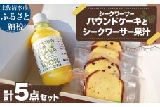 【先行予約　令和７年９月末より発送予定】シークワーサーパウンドケーキ(4個入り)とシークワーサー果汁セット(300ml) チョコチップ 洋菓子 焼き菓子 ケーキ スイーツ デザート おやつ シークヮーサー シークアーサー【R01334】