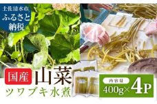 ツワブキ 水煮 400g×4パック 1.6kg 1.6キロ 山菜 下処理済み 野菜 春の食材 煮物 佃煮 料理 石蕗 食品 お取り寄せ 真空 冷凍 配送【R01450】