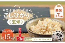 ★ご好評につき令和7年産新米は受付を終了致しました★四万十清流の自然米（コシヒカリ）玄米5kg×3回配送（合計15kg） 定期便 3回 国産 新米 予約 先行 こしひかり コシヒカリ 5kg 15kg 令和7年 2025年 自然米 玄米 げんまい 米 おこめ こめ コメ ご飯 ごはん ふっくら 四国 高知 四万十 【2025年9月より順次配送】25-436
