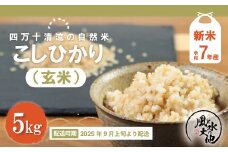 【令和7年産新米・早期受付】四万十清流の自然米　玄米5kg（コシヒカリ） 国産 新米 予約 先行 こしひかり コシヒカリ 5kg 令和7年 2025年 自然米 玄米 げんまい 米 おこめ こめ コメ ご飯 ごはん ふっくら もちもち 四国 高知 四万十 しまんと お取り寄せ 送料無料 おいしい ミネラル 酵母菌 米糠発酵肥料 【2025年9月より順次配送】25-854