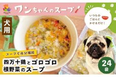 R5-090．いつものごはんにかけるだけ！四万十鶏とゴロゴロ根野菜のスープ 24袋セット【ペットフード】