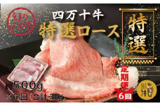 R6-729．【6回定期便】幻のメス牛 四万十牛特選ローススライス（すき焼き・しゃぶしゃぶ用）約500ｇ×6回（合計3kg）