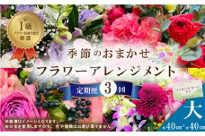 R6-941．【3回定期便】＜1級フラワー装飾技能士が厳選＞季節のおまかせフラワーアレンジメント【生花】（大）