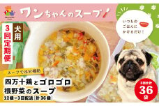 R6-433．【3回定期便】いつものごはんにかけるだけ！四万十鶏とゴロゴロ根野菜のスープ 12袋セット×3回配送（合計36袋）【ペットフード】