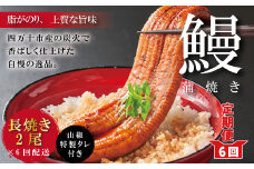 R6-1060．【6回定期便】お楽しみ企画 6ヵ月連続＜四万十食品＞うなぎ蒲焼 長焼2尾／ＢＣ