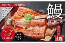 R6-1057．【6回定期便】お楽しみ企画 6ヵ月連続＜四万十食品＞うなぎ蒲焼 ハーフ4袋／ＢＣ