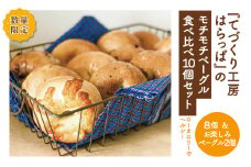 【先行受付・数量限定・2025年8月配送分】「てづくり工房　はらっぱ」の モチモチベーグル 食べ比べ 10個セット 限定 国産 小麦 パン ベーグル 手作り もちもち ずっしり 具が多い 人気 お取り寄せ 冷凍 冷凍パン 高知 四万十市 しまんと 送料無料 25-126-8
