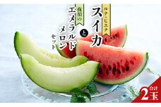 メロン スイカ セット 計2玉 先行予約 エメラルドメロン ルナ・ピエナスイカ 高知 テレビ朝日「ザワつく!金曜日」で特集 高級フルーツ 青肉 西瓜 人気 詰め合わせ セット - 夜須 フルーツ 果物 中玉 美しいネットとしっかり甘い果実  空中立体栽培で太陽の愛情をたっぷり受けた美しいネット yu-0015