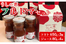 トマトジュース 無添加 ストレート 野菜ソムリエ うしの恵 フルトマセット4箱(トマト650g×3＋ジュース4本) - 野菜 トマト フルーツトマト トマトジュース 野菜ジュース 産地直送 完熟 ギフト 贈答用 プチギフト お礼 御礼 リコピン 甘い あまい 酸味 おいしい 美味しい フレッシュ さっぱり 料理 アレンジ サラダ 鍋 スープ 高知県 香南市 mj-0012