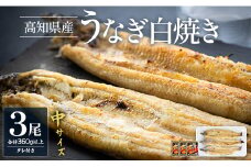白焼き 鰻 吉川水産 高知県産うなぎの白焼き 中サイズ(120～150g)×3尾 タレ付き yw-0046