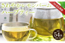 3か月定期便 さわやかレモンバームハーブティー 合計54袋 - ハーブ お茶 飲み物 ティーバッグ 茶葉 レモンバーム Wgr-0098