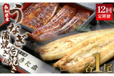 うなぎ 定期便 国産 12回 うなぎ 蒲焼き 白焼き セット 120g 各1尾(無頭) 魚介 国産 海鮮 魚 かばやき 鰻 ウナギ 惣菜 おかず お手軽 しらやき 加工品 加工食品 冷凍 Wun-0054