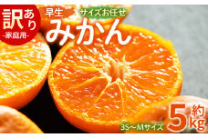 訳あり(家庭用) サイズお任せ 早生みかん 5kg 3S〜Mサイズ - 訳アリ フルーツ 果物 くだもの 果実 甘い あまい 酸味 蜜柑 ミカン 柑橘 ご自宅用 旬 季節 かなや農園 合同会社Benifare 国産 特産品 高知県 香南市 常温 be-0099