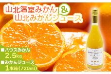 【6月から順次配送】山北温室(ハウス)みかん2.5kg＆山北みかんジュース(720ml) セット - 国産 蜜柑 ミカン 青果 柑橘 フルーツ 果物 飲み物 飲料 ギフト 贈り物 贈答品 プレゼント 山北みらい 高知県 香南市 常温 yk-0054