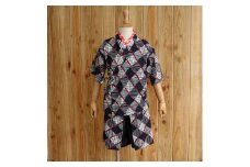 子ども甚平（pati pati）110～120cm ブラックチェック柄×オレンジ 甚平 じんべい ファッション 子供服 キッズ服 