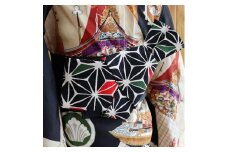 帯 （patipati） 子ども甚平用 角帯 麻の葉 ブラック おび 和装 和服 小物