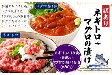ネギトロ 約80g×18パック＋マグロの漬け 約80g×18パック ねぎとろ マグロ まぐろたたき 手巻き 漬け 丼 海鮮 個包装 高知県 香美市