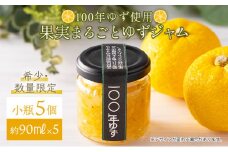 果実まるごとゆずジャム 小瓶5本セット 約90ml×5（小瓶タイプ）国産 東洋町産 ゆず ユズ 柑橘 果物 フルーツ フルーツジャム ジャム コンフィチュール 甘い 酸味 ジューシー 果肉 高知県 四国 お取り寄せ 家庭用 自宅用 送料無料 S002