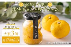 果実まるごとゆずジャム 大瓶3本セット 約170ml×3（大瓶タイプ）国産 東洋町産 ゆず ユズ 柑橘 果物 フルーツ フルーツジャム ジャム コンフィチュール 甘い 酸味 ジューシー 果肉 高知県 四国 お取り寄せ 家庭用 自宅用 送料無料 S005