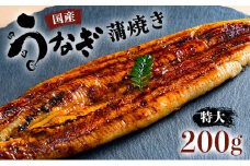 国産うなぎ蒲焼 有頭（特大）200g以上 1尾《着日指定可能》 ウナギ 鰻 高知県 東洋町 四国 お取り寄せ 家庭用 自宅用 贈り物 ギフト タレ・山椒付き うな重 鰻丼 うな丼 うな茶漬け 【送料無料】U010