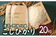MZ003【8月中旬より発送開始】令和7年産 野根川米20kg（10kg×2袋） こしひかり  米 新米 国産 コメ