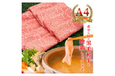 国産黒毛和牛 大川黒牛 ロース しゃぶしゃぶ用 スライス A4（300g×2）＆はちきん地鶏 むね肉 しゃぶしゃぶ用（400g）セット 計1kg 国産 黒毛和牛 A4 ロース 牛肉 地鶏 ムネ肉 鶏肉 牛しゃぶ 鍋 牛 しゃぶしゃぶ 高知県 大川村 F6R-025