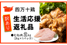 【訳あり】四万十鶏 むね肉 2kg (生活応援返礼品)