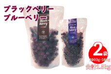 ＜ブラックベリー・ブルーベリー（冷凍）計1.5kg＞    国産 フルーツ 秀品  チャック付き袋 パック