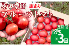 ＜2025年12月下旬頃より順次発送＞【3回定期便】 訳あり フルーツトマト 原田農園 1.8kg （12月下旬～5月頃発送）